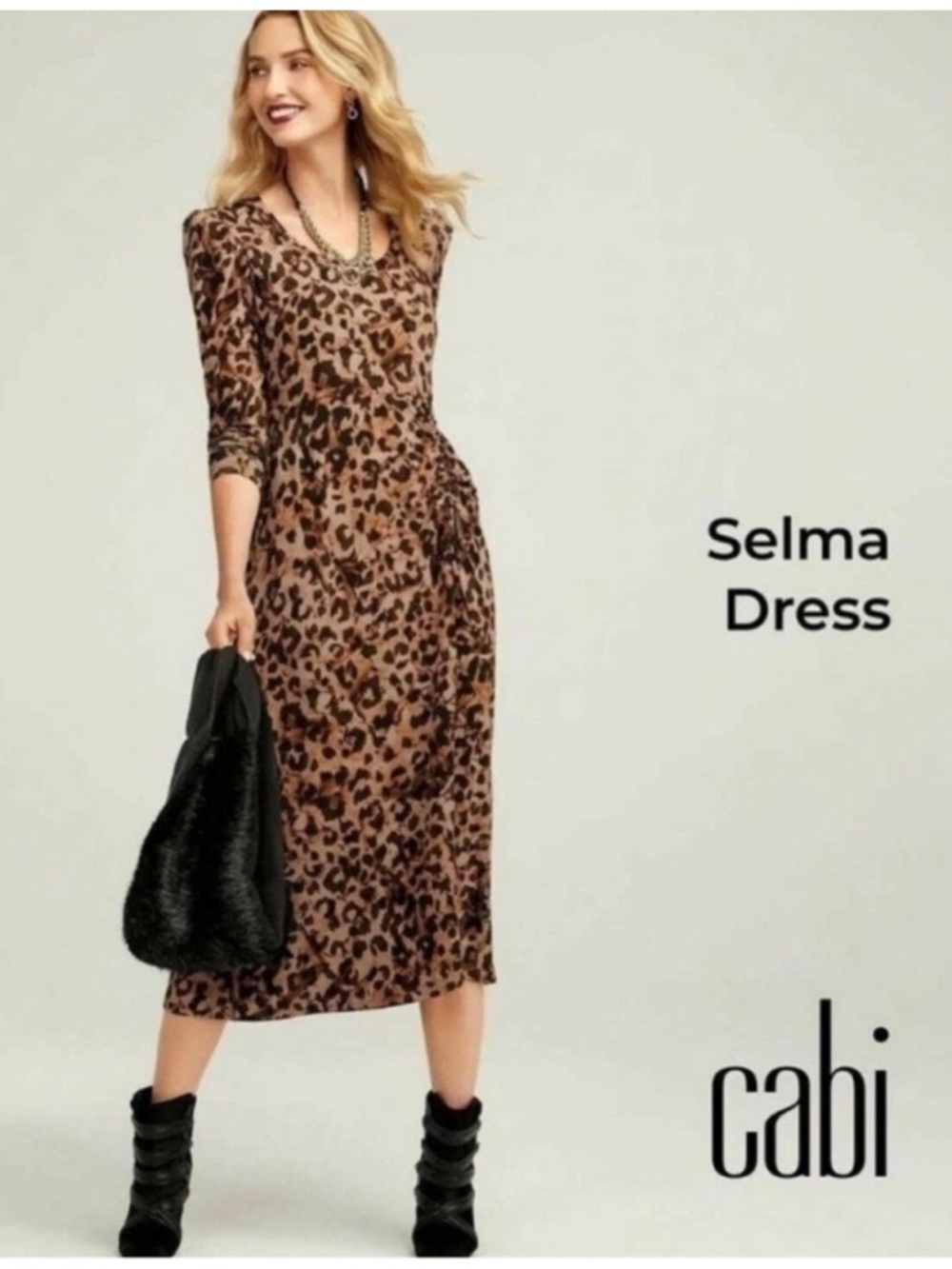 NWT CAbi Selma Style 4216 Cheetah Print Midi Dress Size XXL